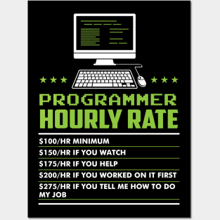 Hourly Rate - Funny Coder Programmer Posters and Art